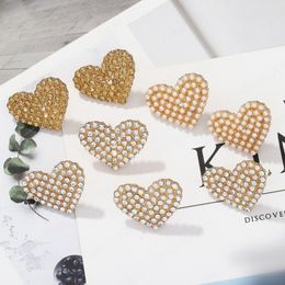 Imitation Pearls Love Heart Stud Earring for Women Sweet Cute Geometric Earrings Wedding Jewellery