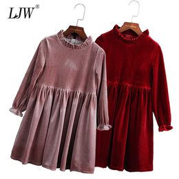 kids winter dresses for girls 2020 autumn school child clothes 3-12 yrs teenage girl velvet evening Christmas party gown Q0716