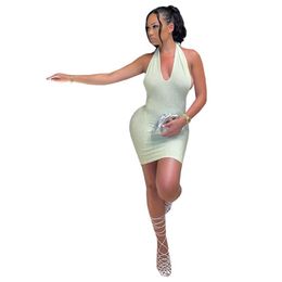 Sexy Women Summer Dress Bandage Bodycon Sleeveless Evening Party Club Short Mini Fashion Clothes 210525