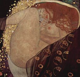 Danae, 1907 by Gustav Klimt Oil Paintings Home Decor Nude Woman Wall Art on Canvas for Bedroom, Bathroom,Hallway,Hand-painted,Unframed