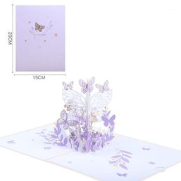 Valentine's Day 3D Greeting Card Butterfly Basket Blessing Paper Carving Creative Gift Postcard Diy Handmade Make Wrap