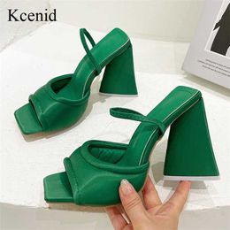 back heel pads Canada - Kcenid Triangle High Heel Summer Sandals Women 2022 Sexy Satin Soft Padded Party Shoes Comfort Runway Back Strap Dress Sandals 220104