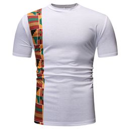 African Dashiki Shirt Men Top Print Long Sleeve Brand Slim Patchwork O-Neck Tribal Tee Shirt Splice Pull Streetwear 210524