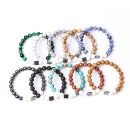 8mm White Dyed Lava Stone Chakra Stone Strand Bracelets for Women Men Yoga Buddha Energy Jewellery