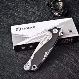 Promotion Flipper Pocket Folding Knife D2 Satin Drop Point Blade G10 + Stainless Steel Sheet Handle EDC Gift Knives