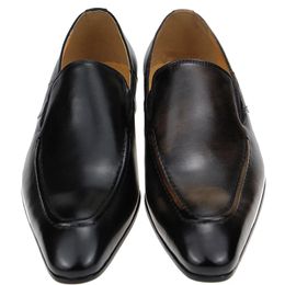 Purely Handmade Genuine Cow Leather Men Sapato Social Formal Wedding Man Dress Black Brown Loafers 39-46 Code Pointed Shoes