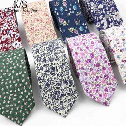 casual necktie Australia - Trendy 6CM Floral Tie 100% Cotton Men's Paisley Print Flower Skinny Handmade Neckties For Wedding Casual Party New Design Cravat H1018