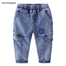Mudkingdom Boys Stretch Jeans Soild Elastic Waist Boy Denim Pant Fashion Kids Trousers 210615