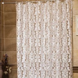 Fashion Morocco White Curtain Home Shower Waterproof Bathing Bathroom Hook Floral Print Europe 211116