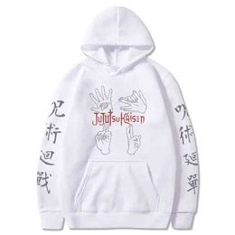 Anime Jujutsu Kaisen Hand Sign Hoodie Gojo Satoru Yuji Itadori Sweatshirts Cosy Tops Sweatsuit Sudadera Felpa Moletom H1227