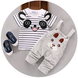 Toddler Boy Clothing Set Summer Baby Boy Girl Clothes Panda Stripe T Shirts Bib Shorts 2Pcs/sets Infant Sportswear Children Tracksuits