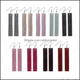 Dangle & Chandelier Earrings Jewelry Glittering Fashion Rectangar Earring Long Leather Pu Material Double-Sided Composite Female Ear 9 Color