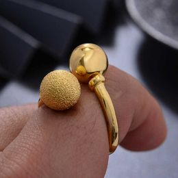 Rings Ethiopia 24K Ball Round gold Colour Dubai rings For women Twist African Party wedding gifts Hallowe gift X0715