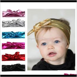 Baby Kids Maternity Drop Delivery 2021 Childrens Gilt Rabbit Ear Band Knot Elastic Headband Baby Hair Accessories Y0Nlm