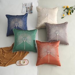 Cushion/Decorative Pillow 50cm Chinese Satin Fabric Dandelion Embroidered Cushion Cover Pillowcase Sofa Lumbar For Backrest