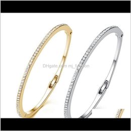 Bangle Bracelets Jewelrywomens Charm Crystal Bracelet Bangles 18K Rose Gold Filled Trendy Jewelry Ps1955 Drop Delivery 2021 Hrbey