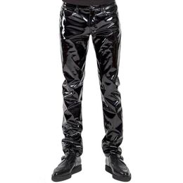 Women's Panties Sexy Men Solid Black PVC Latex Pants Male Erotic Clubwear Gay Fetish Wetlook Low Waist Playsuits Performance Costume