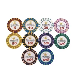 25pcs / lot Poker Chips 14g Crown Sticky Clay Coin Baccarat Texas Holdem Poker Set para juegos de juego Chips Color Crown Entertainment