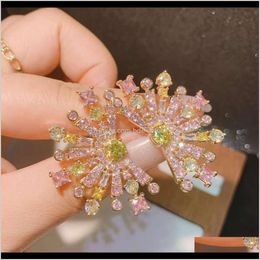 Jewelryluxury Multicolor Flowers Design Full Cubic Zirconia Stud Party Bridal Engagement Earrings Jewellery E-554 Drop Delivery 2021 Gc1Rj