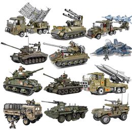 2021 World War 2 WW2 Army Military Soldier City Police SWAT Armor Vehicle Tank Figures Building Blocks Bricks Kids Toys Q0624