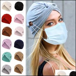 Beanie/Skl Caps Hats & Hats, Scarves Gloves Fashion Aessories S1307 Bridle Button Twister Headscarf Cap Womens Hat Headwear Lady Beanies Tur