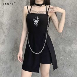 Traf Summer Sexy Dress Women Y2k Gothic Clothing Vintage Harajuku Girls Party Dresses Punk Vestidos Toppies 21332 210712