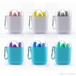 50pcs Portable silicone folding drinking straw set with box and brush reusable for outdoor travel kitchen bar