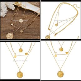 Necklaces & Pendants Drop Delivery 2021 Women Bohemian Ethnic Style Multi-Layer Pendant Necklace Creative Simple Geometric Alloy Clavicle Cha