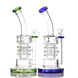 Hookahs Three circle two honeycomb glass bong 14 mm female 5 Colour for smoke Water bongs