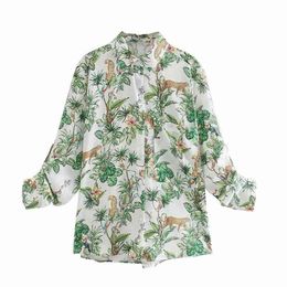 vintage female long shirts summer boho notched collar women fashion ladies animal blouse button girls shirt 210527