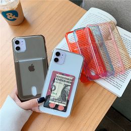Airbag Card Holder TPU Phone Cases ID Credit Cards Slot Soft Cover for iPhone 12 mini 11 Pro XS Max 6 6S 7 8 Plus X XR case