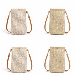 Girls Grass Weaving Purse Kids Buckle Single Straw Shoulder Bags Characteristic Straws Change Purses Fashion Accessories CGY220
