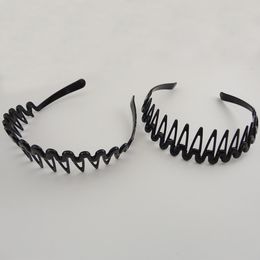10 Stück schwarze 38 cm schräg gezahnte Kunststoff-Stirnbänder mit gebogenen Enden, großer Kamm, Haarreifen für Frauen, Make-up, Waschen, Haarbänder