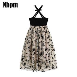 Mesh Sexy High Waist Women Dresses Floral Printing Neck-Mounted Summer Dress Casual Women's Sundresses Vintage French Dress 210529