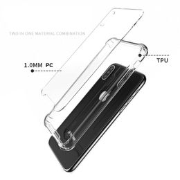 Clear Hybrid Hard PC 1.0mm Acrylic Case For iPhone case 13 12 Soft Frame Bumper Shockproof Cover Samsung Transparent