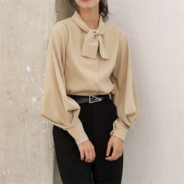 Large Size Formal Loose Solid Brief Women Blouse Office Lady Work Wear Top Blouses All-Match Elegant Shirt 210421