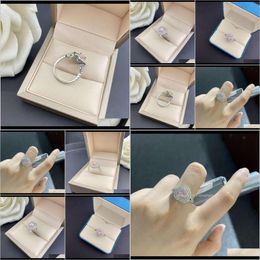 Couple Rings Jewellery Drop Delivery 2021 Shipais Selling Heart-Shaped Ring Copper Plated Platinum Luxury Set Hand Ornaments Nwp2X