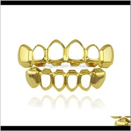 Grillz, Grills Drop Delivery 2021 Hollow Out Metal Tooth Gold Sier Colour Dental Grillz Top Bottom Hiphop Teeth Caps Body Jewellery For Women Me
