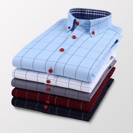 New Autumn Men's Business Casual Plaid Shirt Fashion Classic Style Slim Long Sleeve Shirt Male Brand Clothes 210410