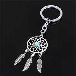 Fashion Dream Catcher Tone Key Chain Ring Feather Tassels Keyring Keychain For Women Ladies Girl Gifts