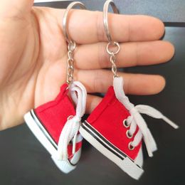 candy doll girls Australia - Keychains 1 6 Bjd Doll Accessories Shoes Keychain 5cm High Top Canvas Handsome Candy Red Black Sneakers Toys For Girls 1pair