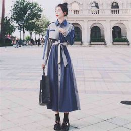 Spring Autumn Long Sleeve Vintage Women Shirt Dress Korean Office Lady Casual Elegant Midi Party Dresses Robe Vestidos 210514