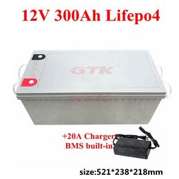 Waterproof 12V 300AH Lifepo4 battery 100A BMS 4S lithium battery for inverter Solar energy Base station boat +20A Charger