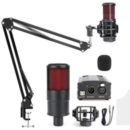 Professional Condenser Microphone 3.5mm Mic Port For PC Computer Cardioid Studio Recording Voice Karaoke Microphones Shock Mount