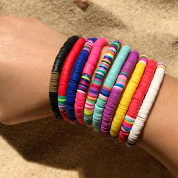 Bangle 6mm Bohemian Colourful Clay Bracelets For Women Summer Beach Charm Elastic Soft Pottery Female Bracelet Boho Jewellery