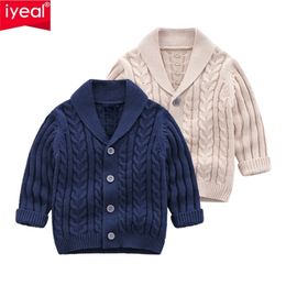 IYEAL Boys Cardigan Sweater Fashion Children Coat Casual Spring Baby School Outfits Kids Sweater Infant Clothes Outerwear 0-24M 211106