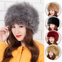 Berets Women Luxury Faux Fur Snow Hat Winter Fluffy Thick Bomber Cap Russian Warmer Ear Protection Ski Hats