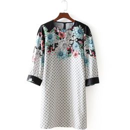 women vintage sweet floral printing polka dot casual slim fashion dress lady streetwear vestidos chic retro dresses DS536 210420