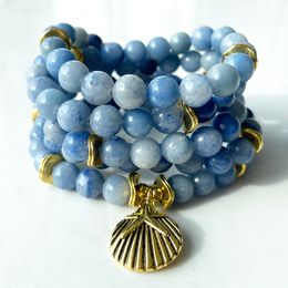 MG1386 New Design Blue Aventurine 108 Mala Bracelet Women`s Yoga Spiritual Necklace Balance Yoga Mala Energy Jewelry