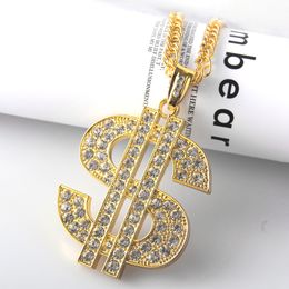 Fashion Jewelry Pendant Necklace 18K Gold Plated Big American Gold Hip Hop Ear Accessories Diamond Rhinestone